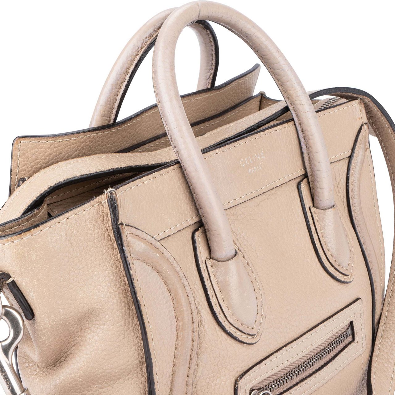 Celine Celine Leather Luggage Handbag Beige