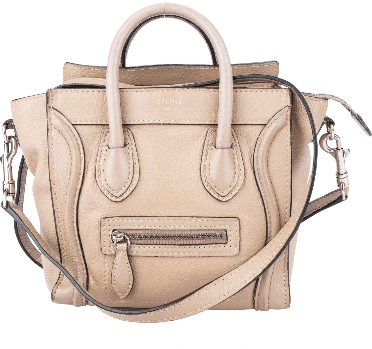 Celine Celine Leather Luggage Handbag Beige