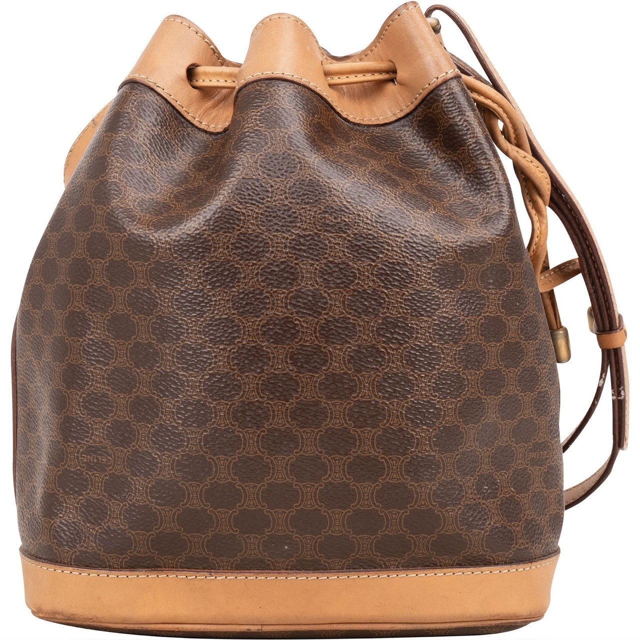 Celine Celine Macadam Drawstring Bucket Shoulder Bag Bruin