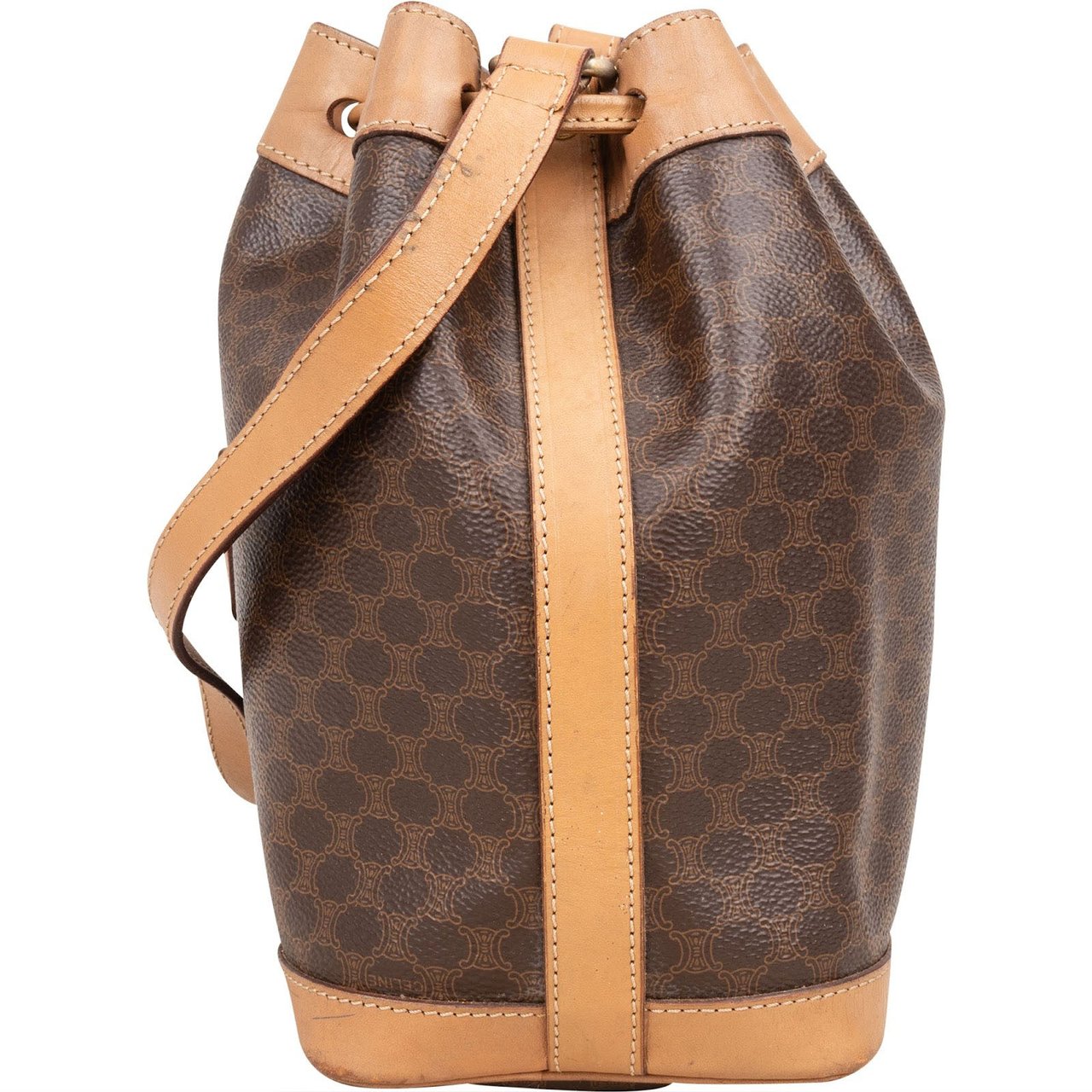 Celine Celine Macadam Drawstring Bucket Shoulder Bag Bruin