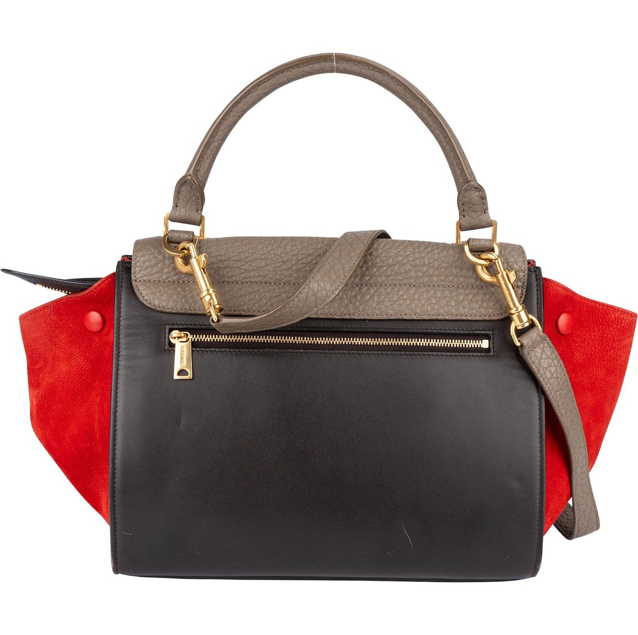 Celine Céline Suede Leather Trapeze Handbag Tricolor Divers