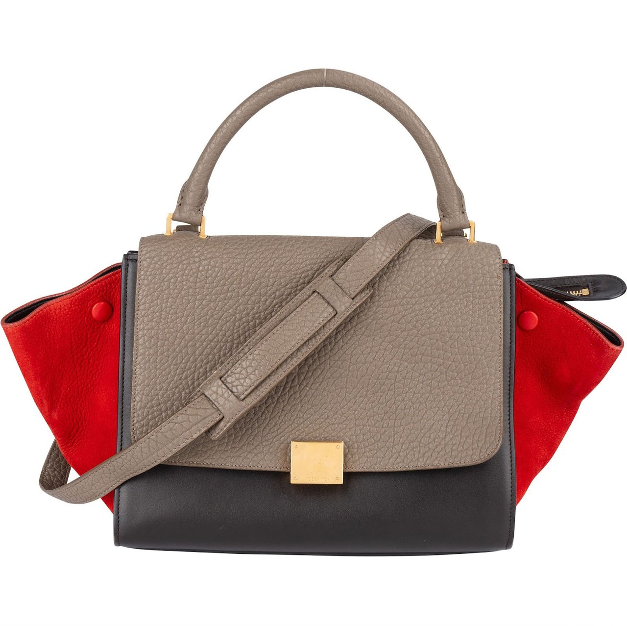 Celine Céline Suede Leather Trapeze Handbag Tricolor Divers