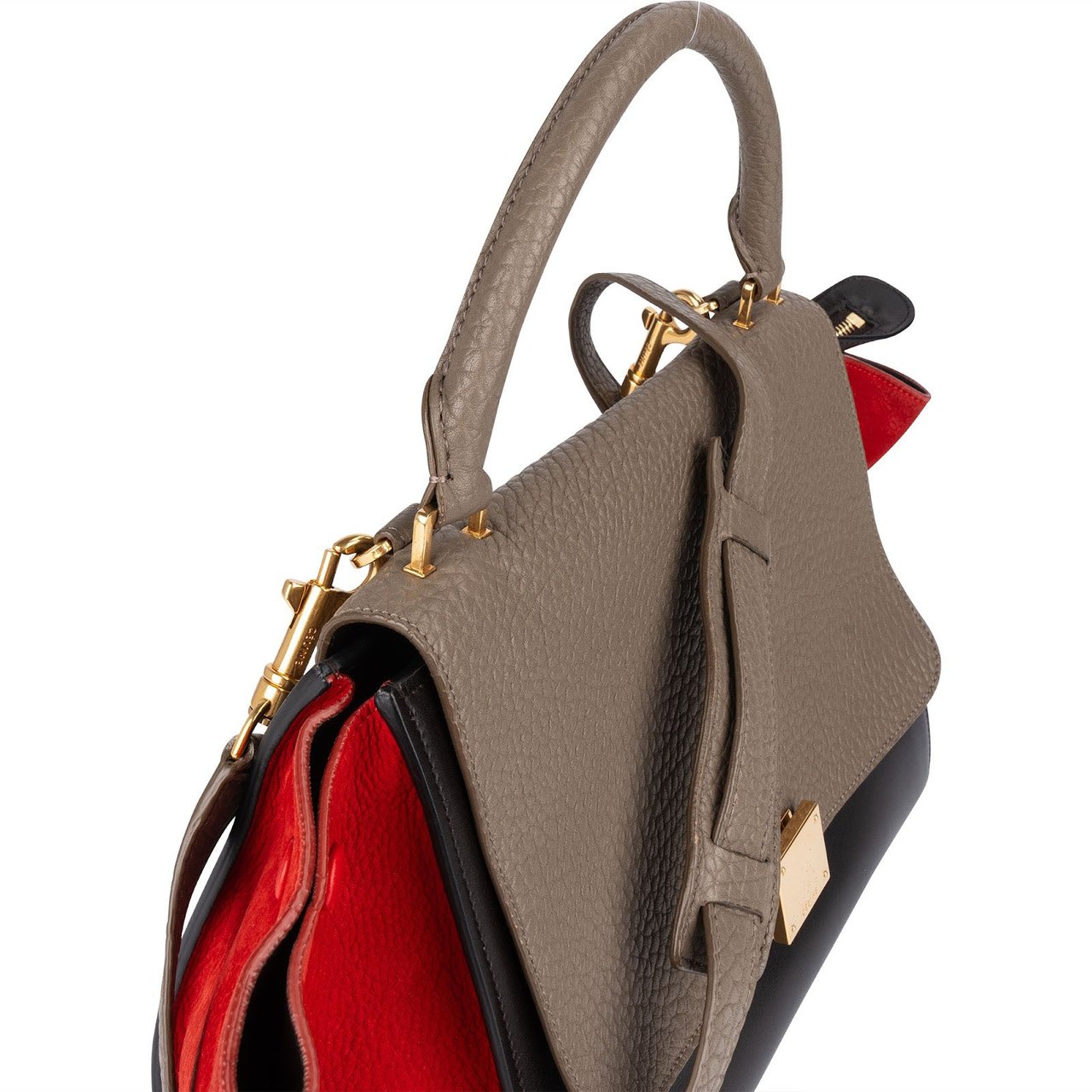 Celine Céline Suede Leather Trapeze Handbag Tricolor Divers
