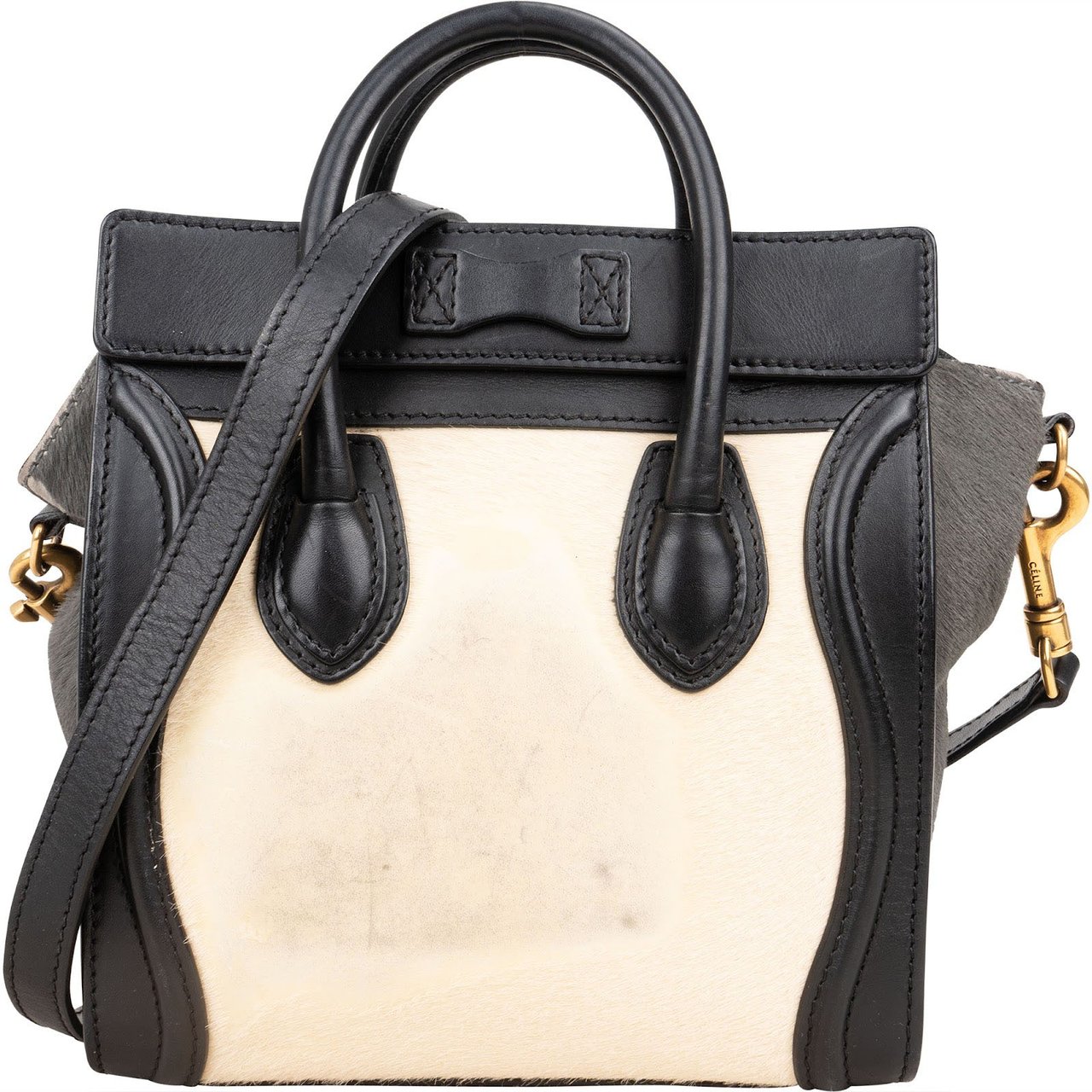 Celine Céline Calf Hair Luggage Handbag Zwart