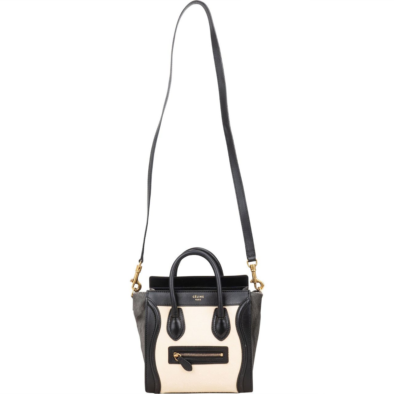 Celine Céline Calf Hair Luggage Handbag Zwart
