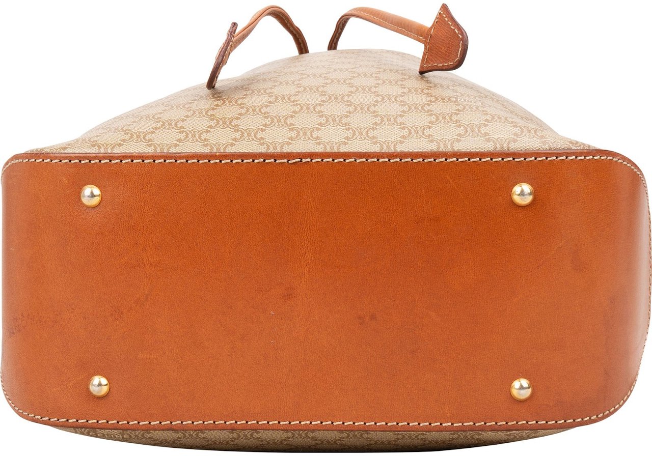 Celine Celine Macadam Canvas Drawstring Bucket Crossbody Bag Beige