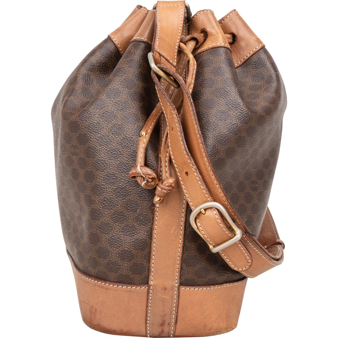 Celine Celine Macadam Monogram Drawstring Bucket Shoulder Bag Bruin