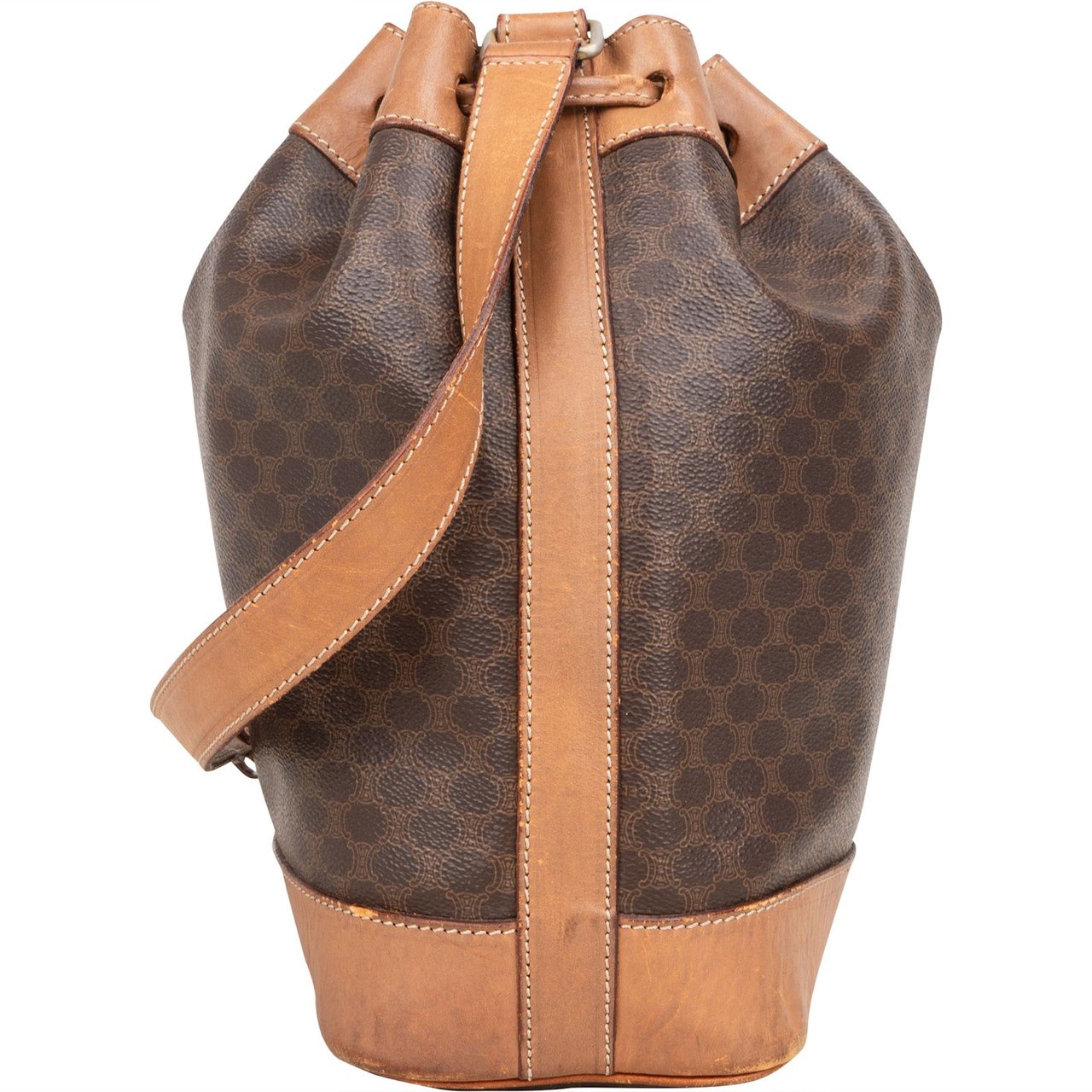 Celine Celine Macadam Monogram Drawstring Bucket Shoulder Bag Bruin