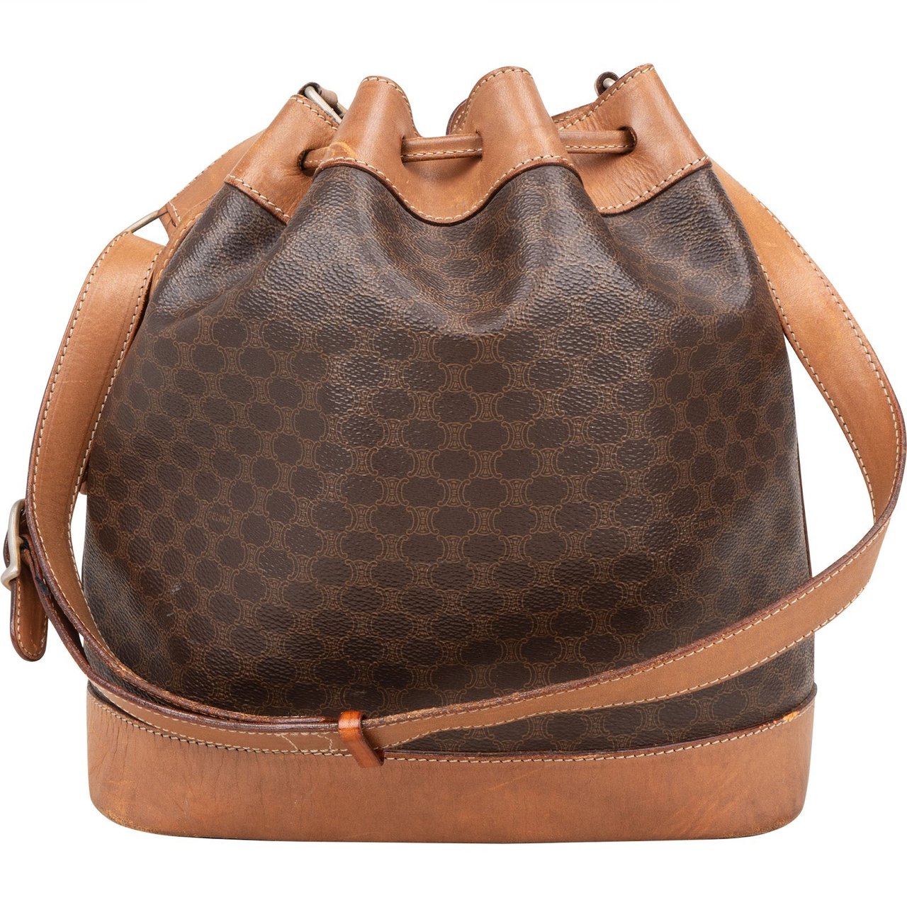 Celine Celine Macadam Monogram Drawstring Bucket Shoulder Bag Bruin