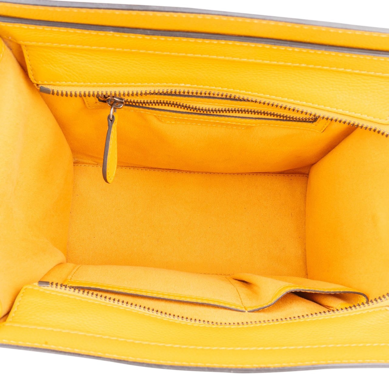 Celine Céline Yellow Leather Luggage Handbag Geel