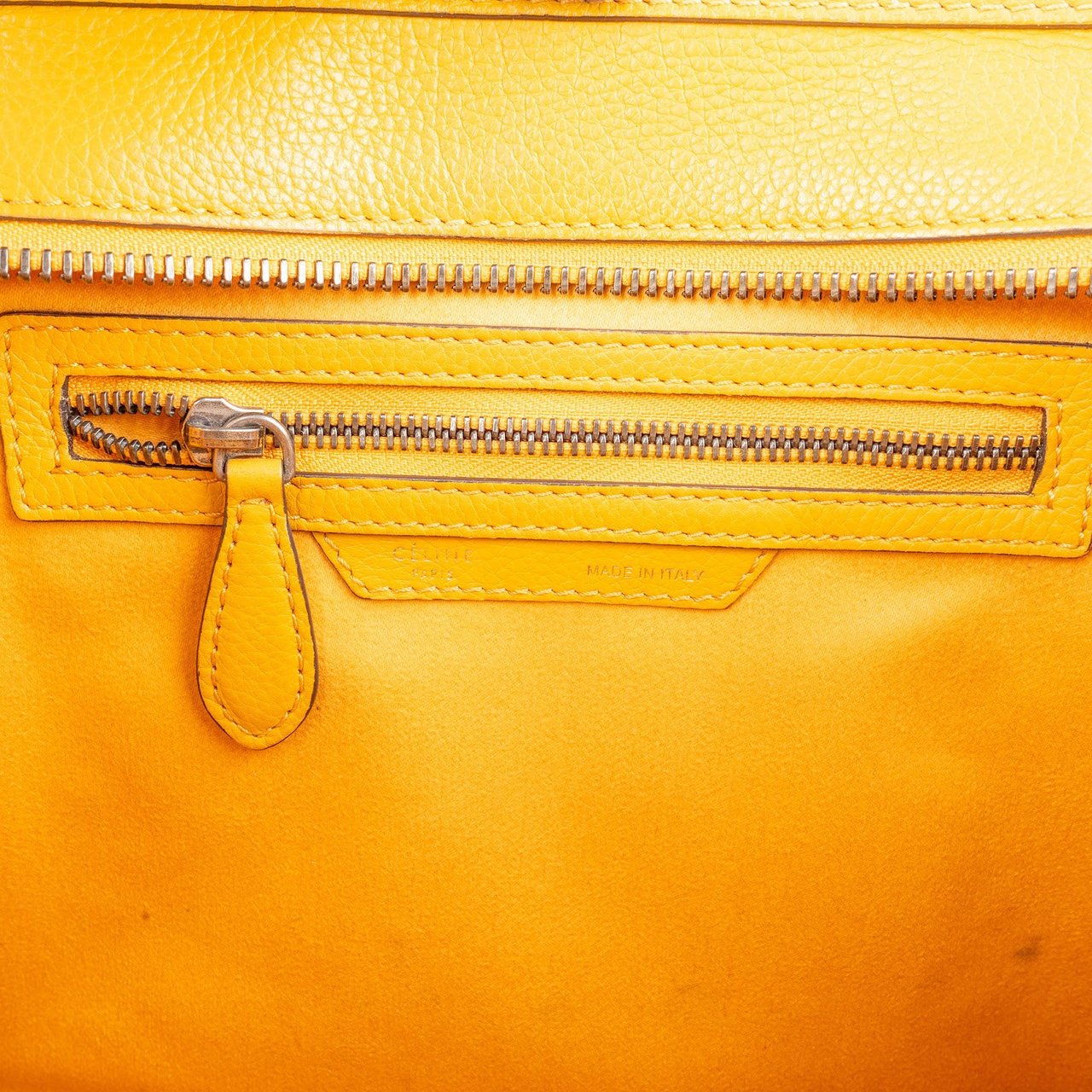Celine Céline Yellow Leather Luggage Handbag Geel