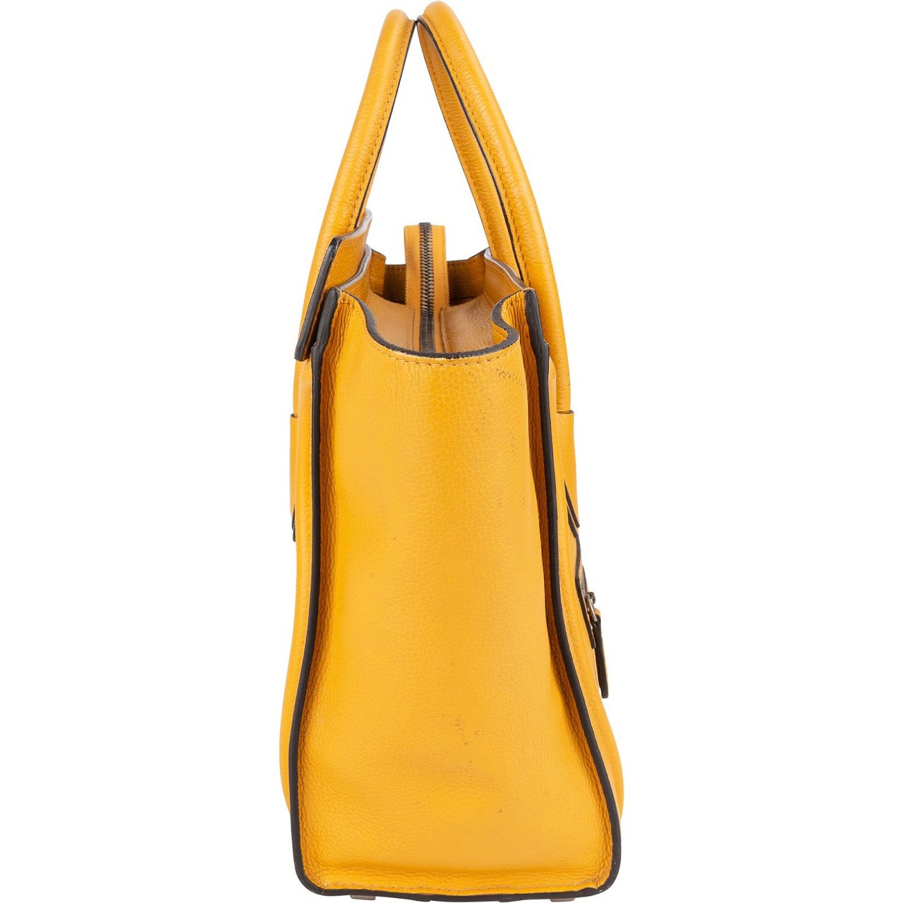 Celine Céline Yellow Leather Luggage Handbag Geel