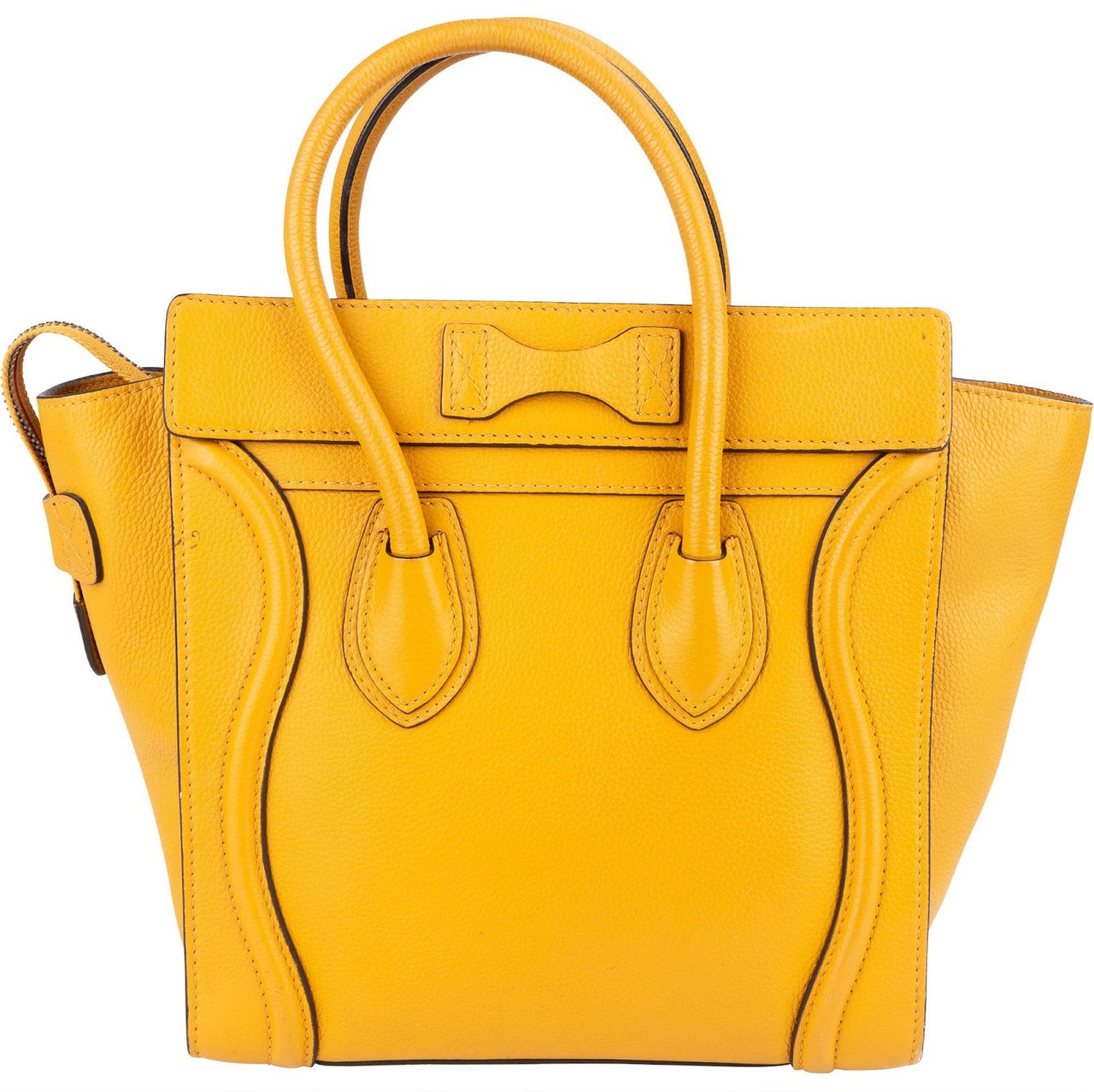Celine Céline Yellow Leather Luggage Handbag Geel