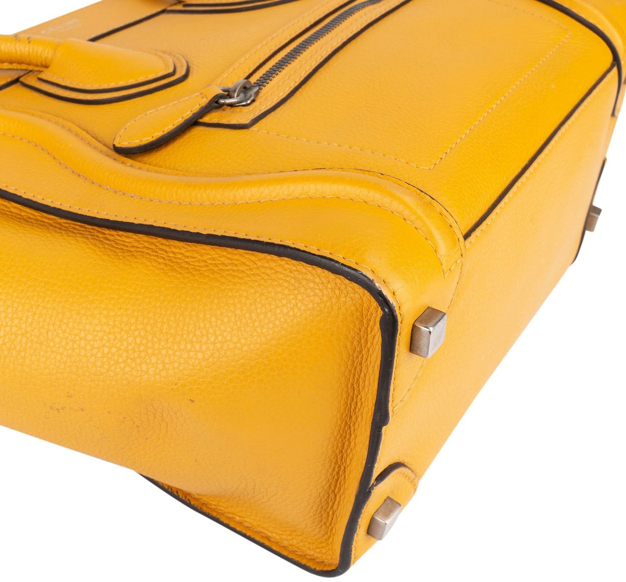 Celine Céline Yellow Leather Luggage Handbag Geel