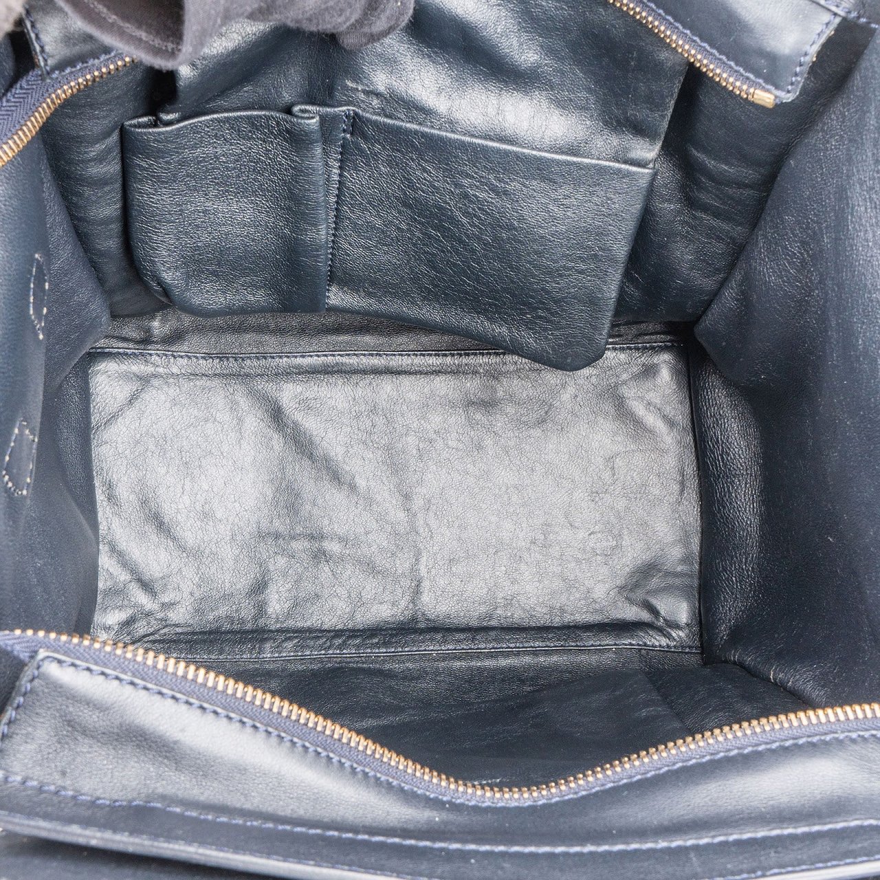 Celine Céline Bicolor Leather Luggage Handbag Beige