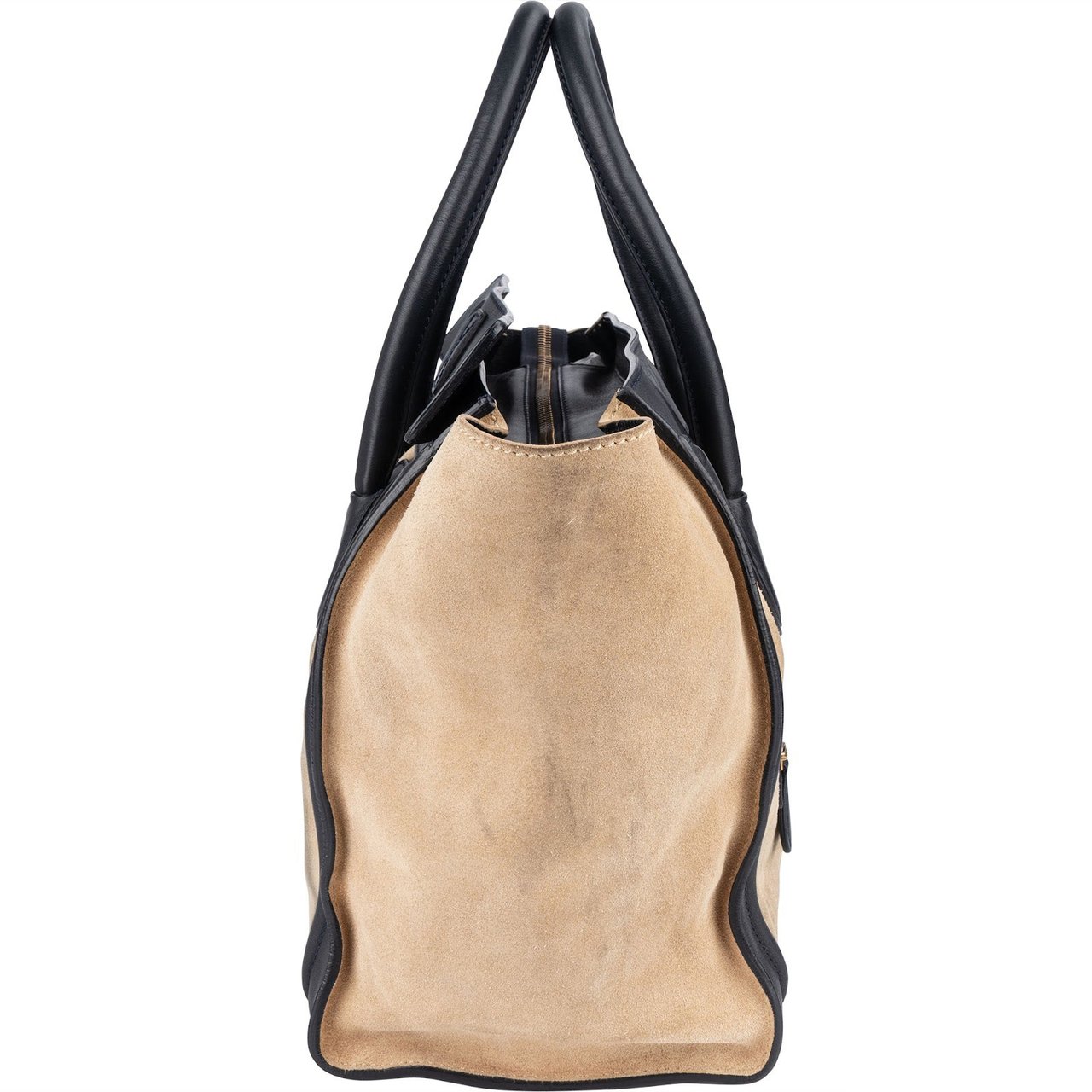 Celine Céline Bicolor Leather Luggage Handbag Beige