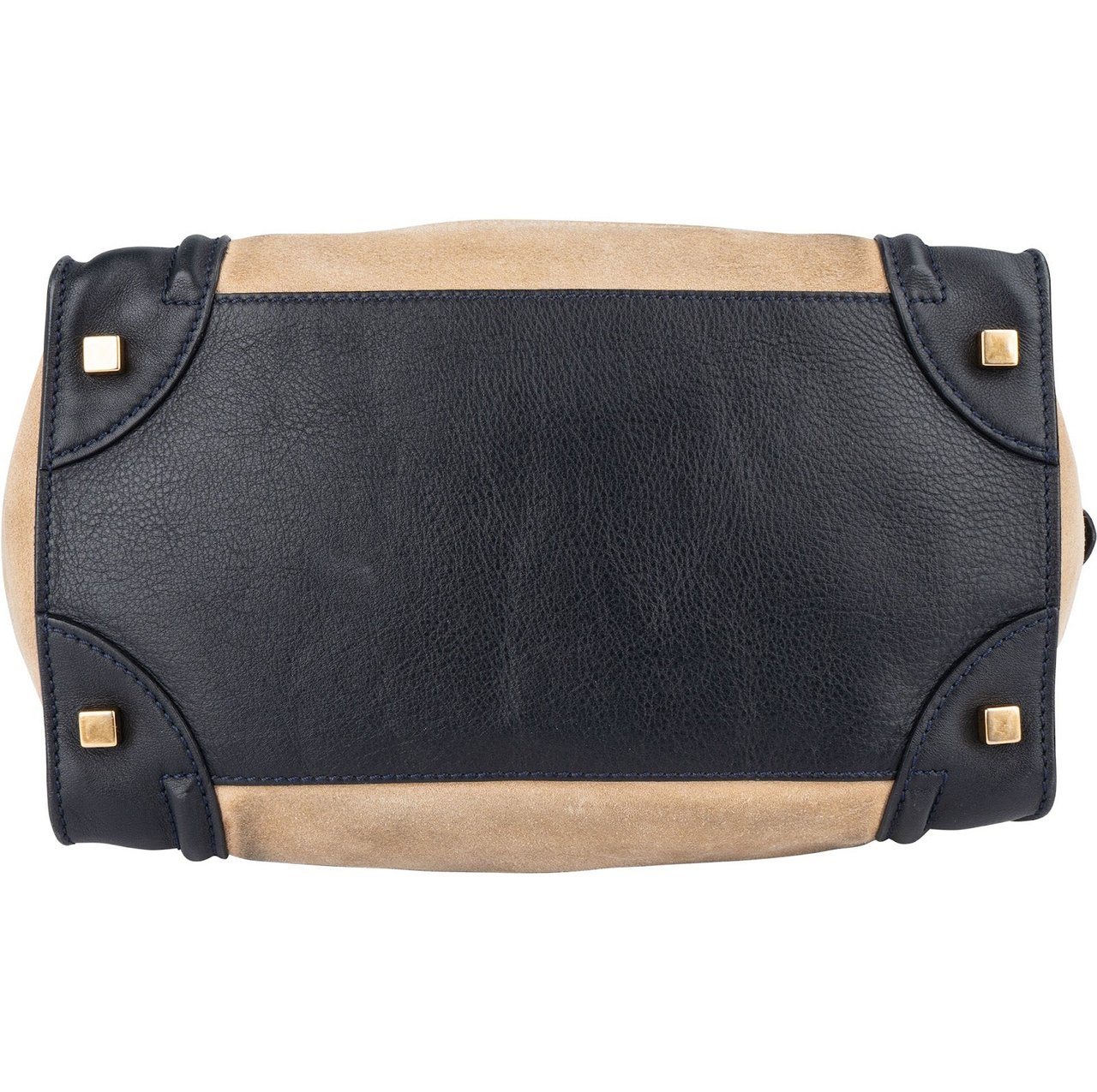 Celine Céline Bicolor Leather Luggage Handbag Beige