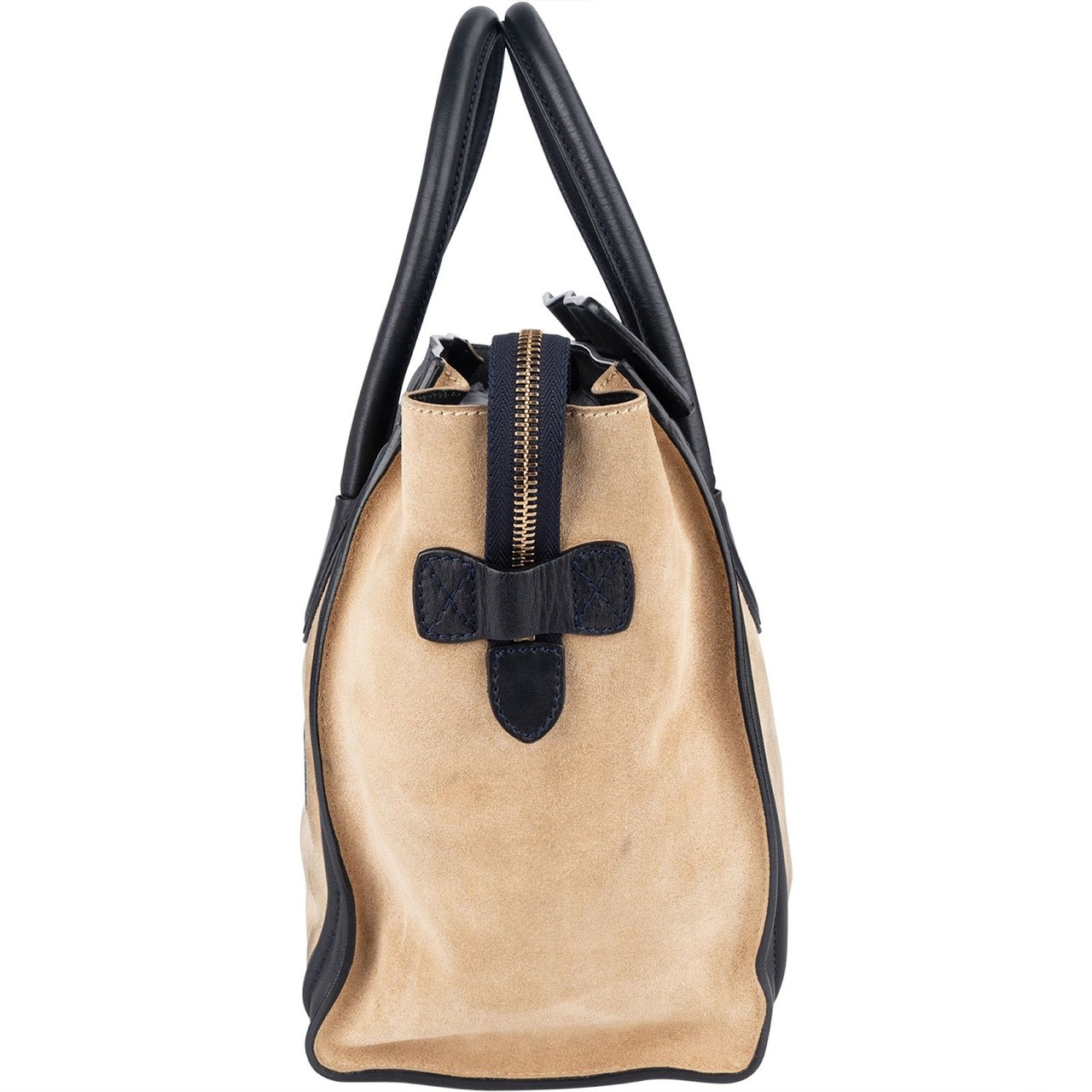 Celine Céline Bicolor Leather Luggage Handbag Beige