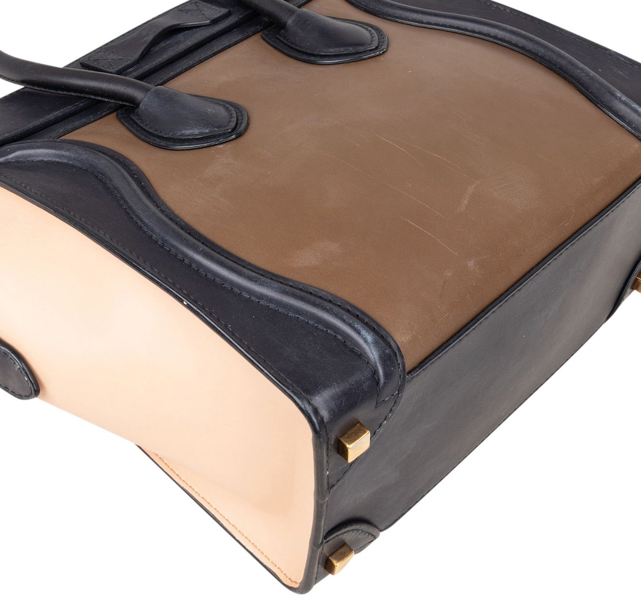 Celine Céline Tricolor Leather Luggage Handbag Zwart