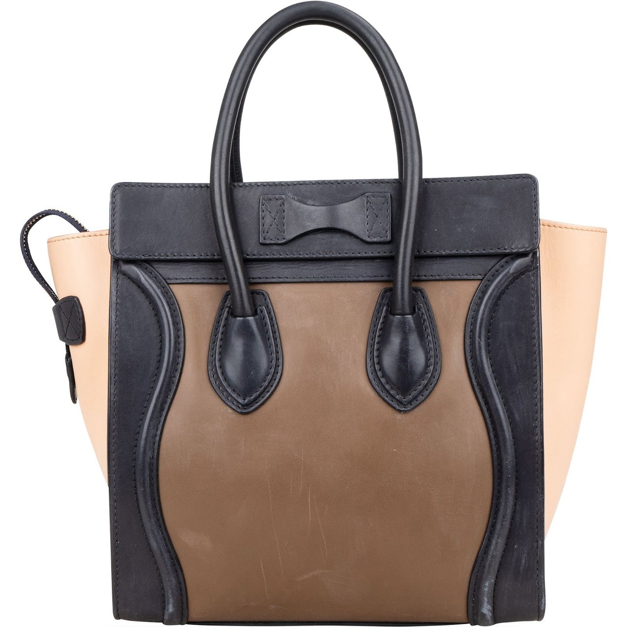 Celine Céline Tricolor Leather Luggage Handbag Zwart