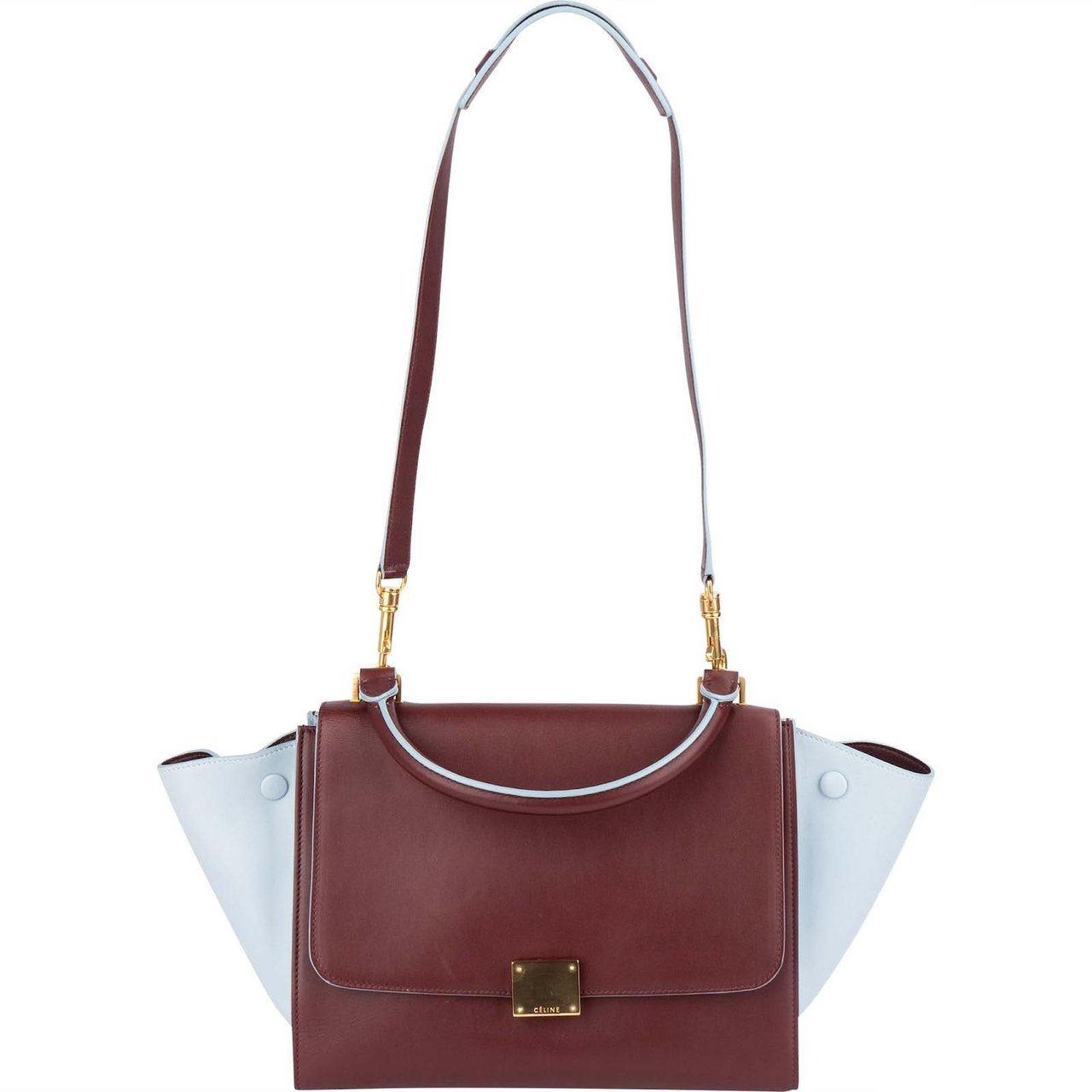 Celine Celine Bicolor Leather Trapeze Handbag Lichtblauw