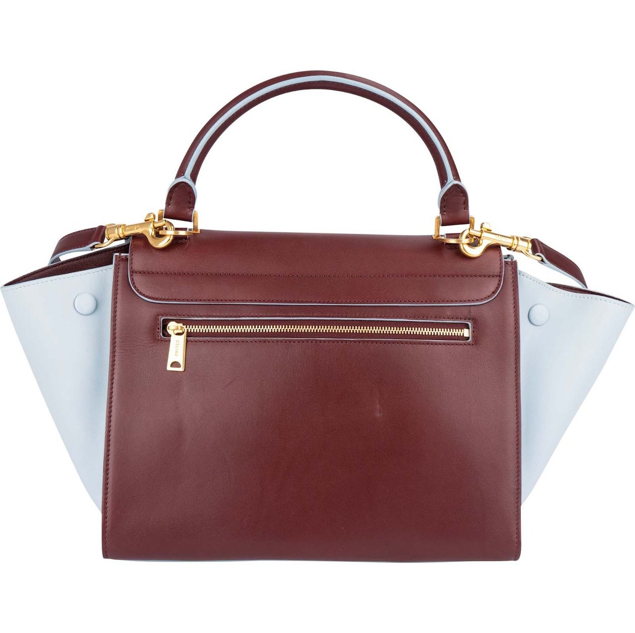 Celine Celine Bicolor Leather Trapeze Handbag Lichtblauw