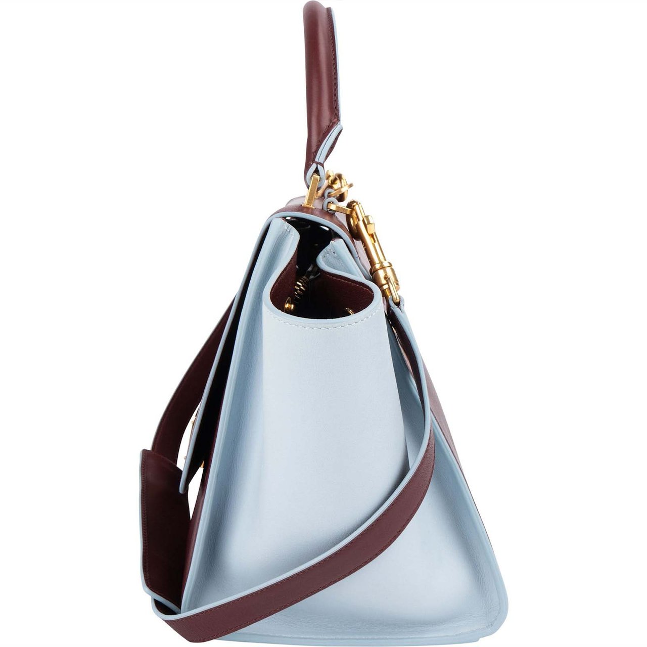 Celine Celine Bicolor Leather Trapeze Handbag Lichtblauw
