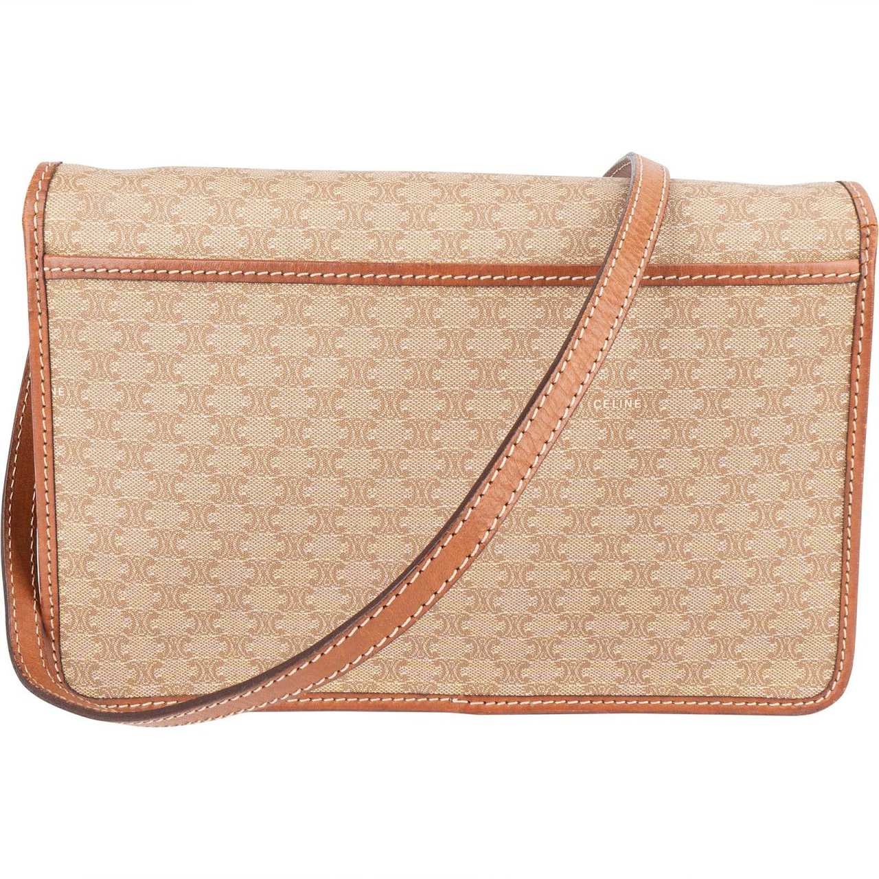 Celine Celine Macadam Monogram Canvas Flap Crossbody Bag Beige
