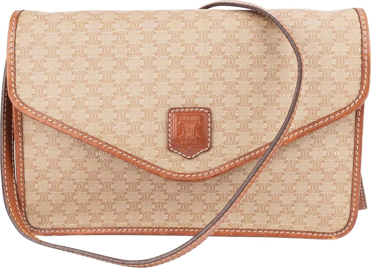 Celine Celine Macadam Monogram Canvas Flap Crossbody Bag Beige
