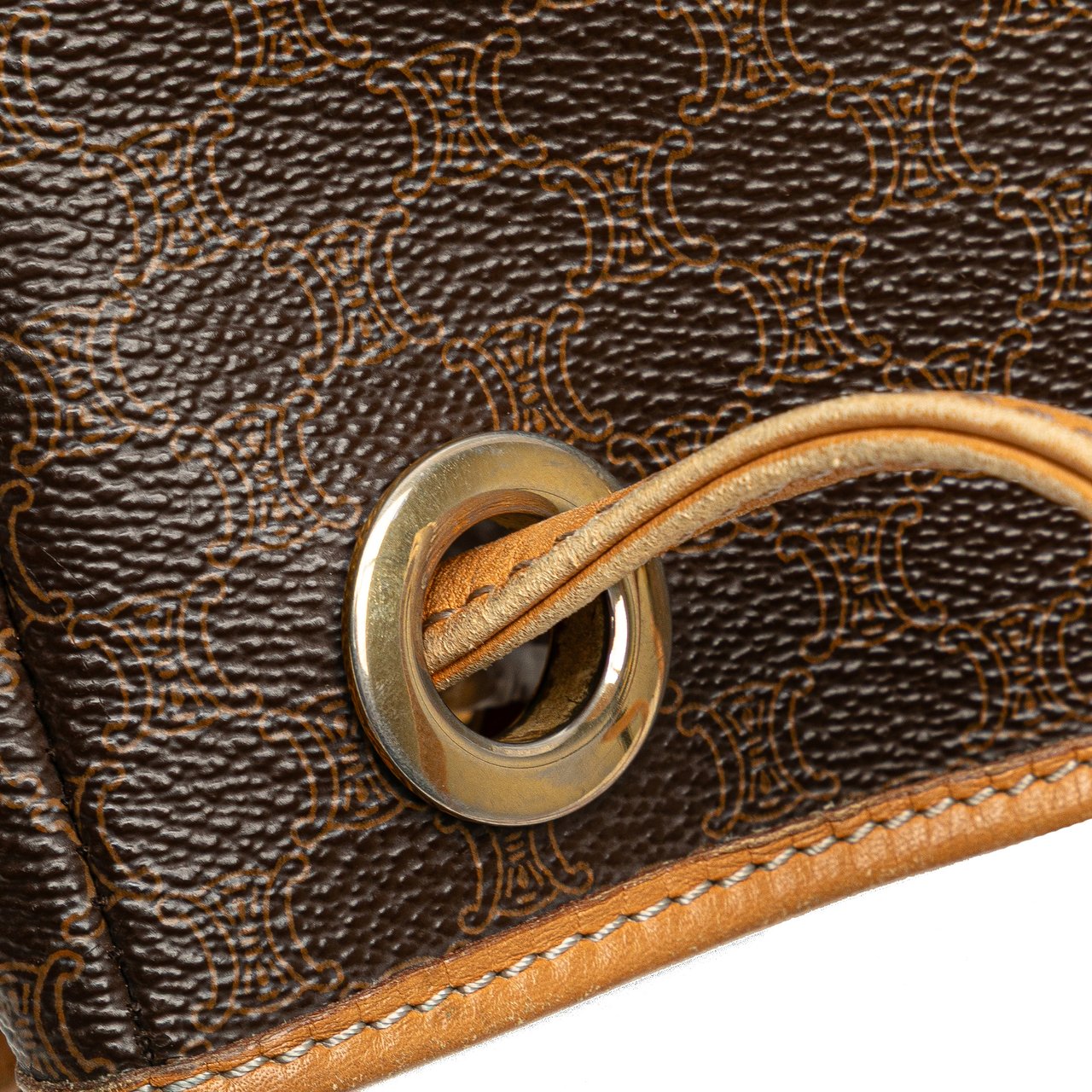 Celine Macadam Coated Canvas Bucket Bag Bruin