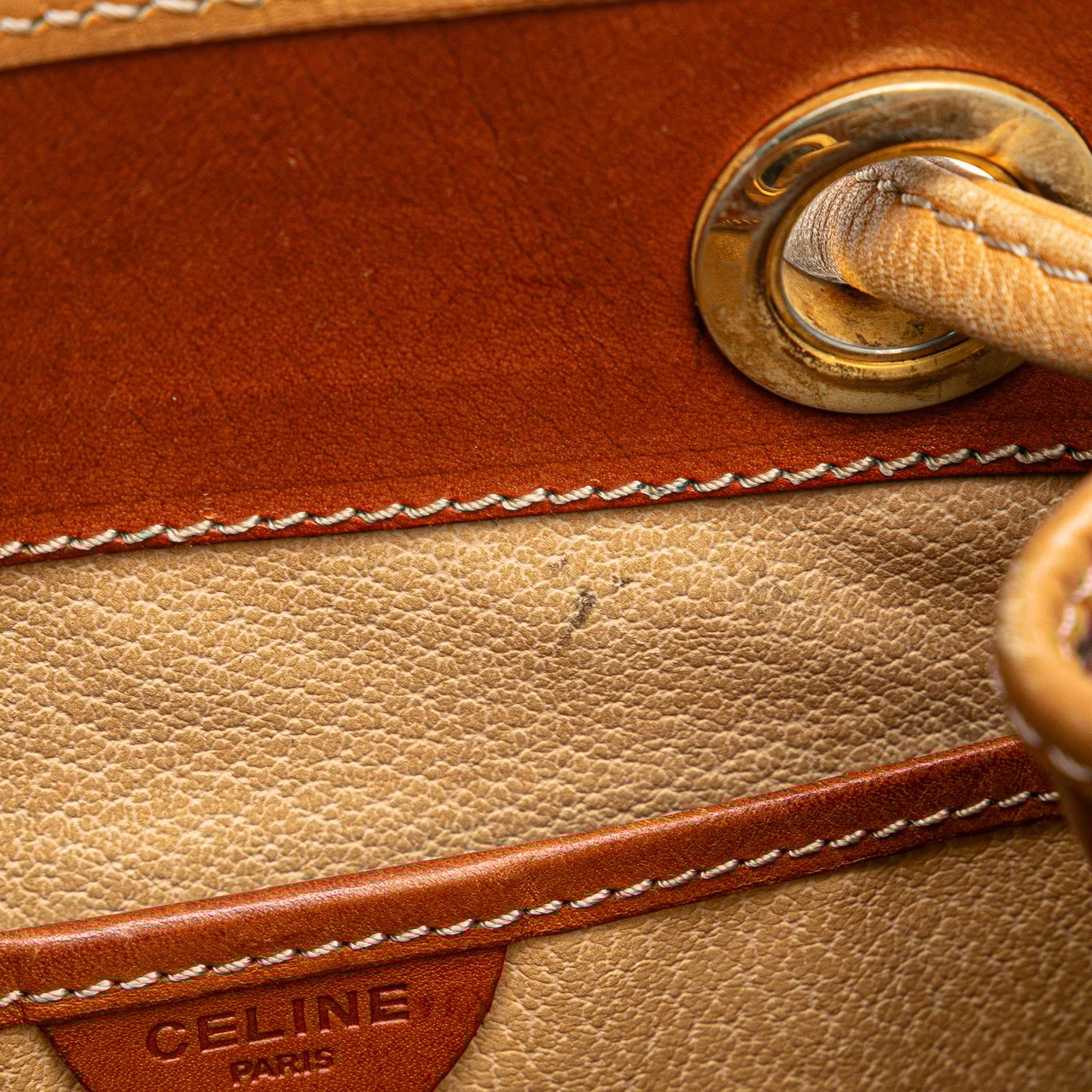 Celine Macadam Coated Canvas Bucket Bag Bruin