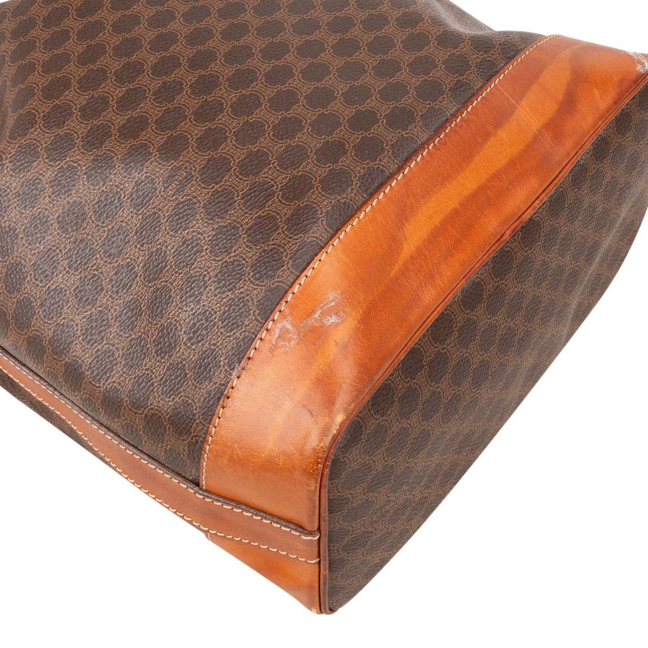 Celine Celine Macadam Canvas Drawstring Bucket Shoulder Bag Bruin