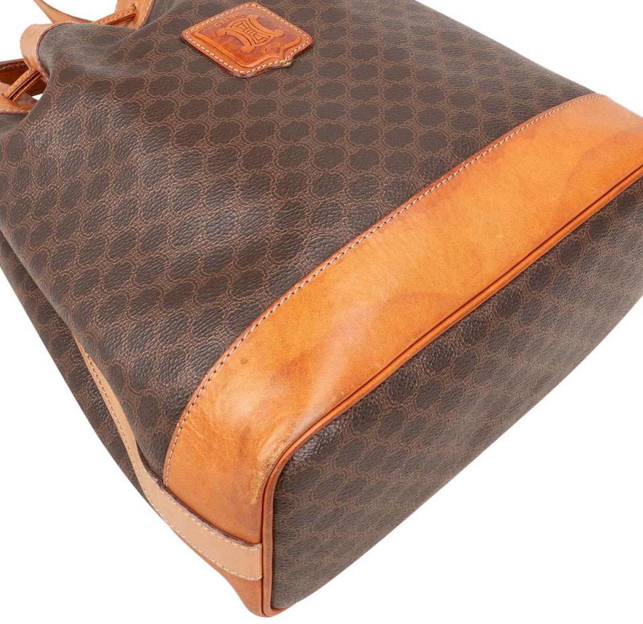 Celine Celine Macadam Canvas Drawstring Bucket Shoulder Bag Bruin