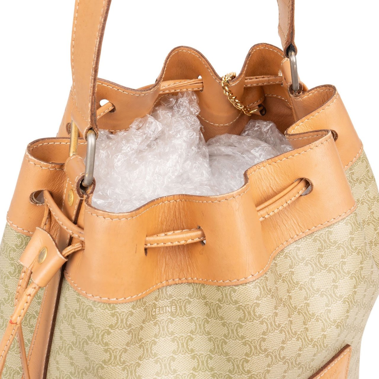 Celine Celine Macadam Monogram Bucket Shoulder Bag Beige