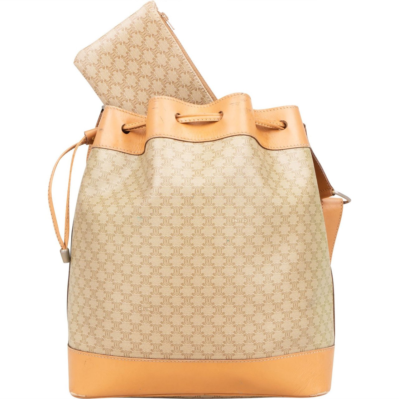 Celine Celine Macadam Monogram Bucket Shoulder Bag Beige