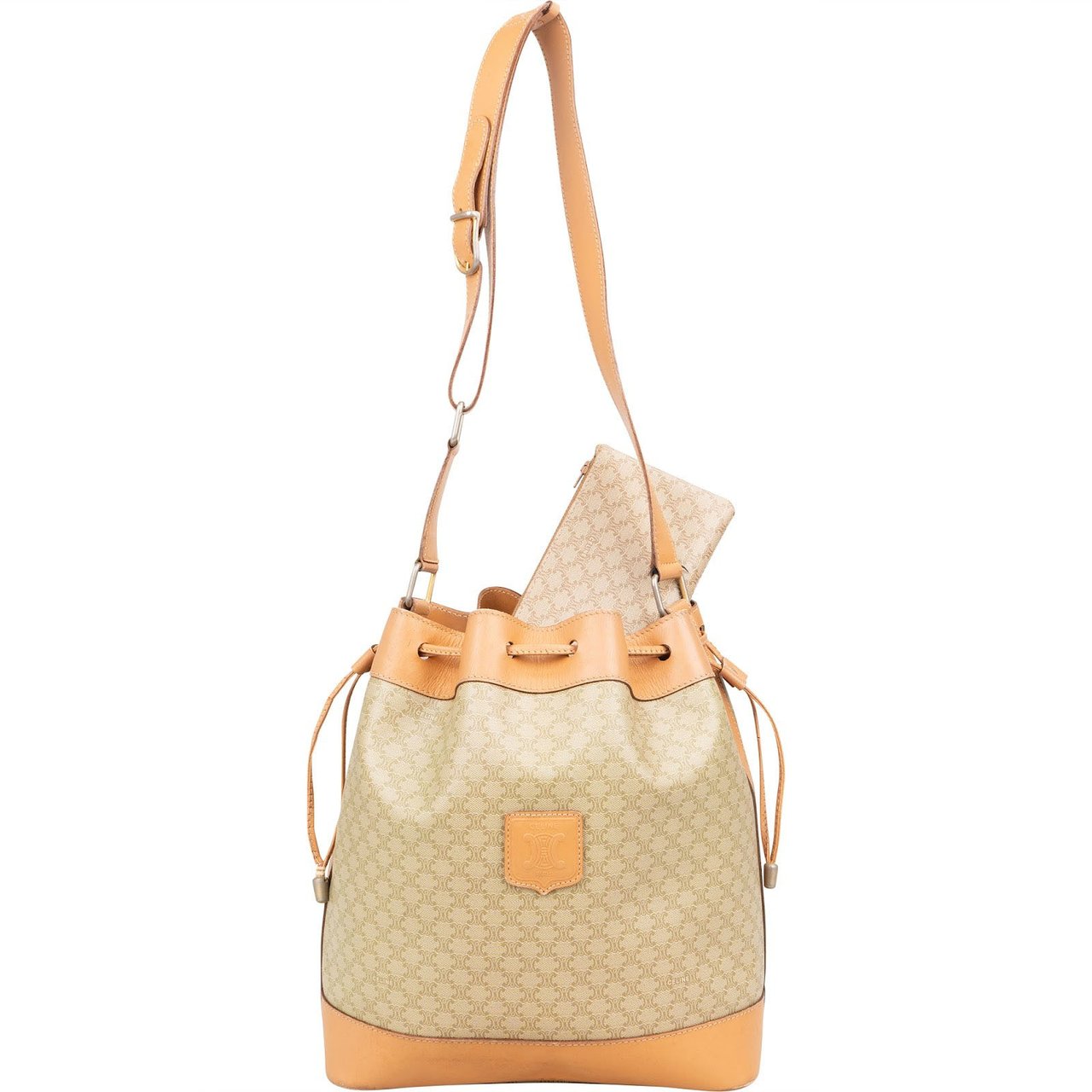 Celine Celine Macadam Monogram Bucket Shoulder Bag Beige
