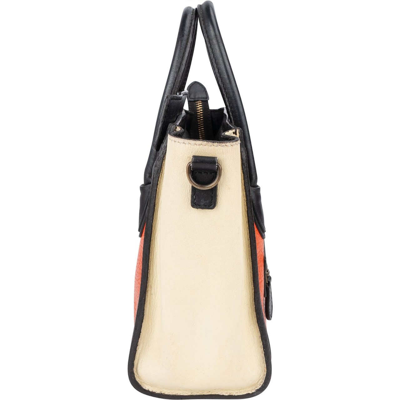 Celine Celine Tricolor Grained Leather Luggage Handbag Oranje