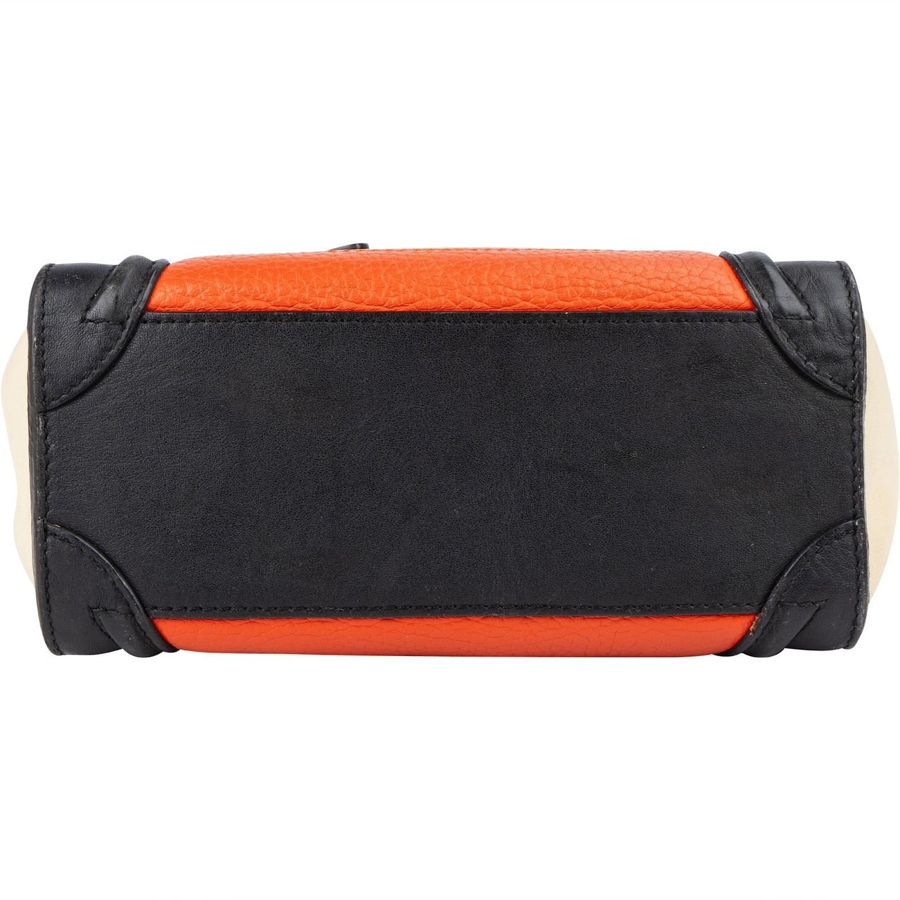 Celine Celine Tricolor Grained Leather Luggage Handbag Oranje