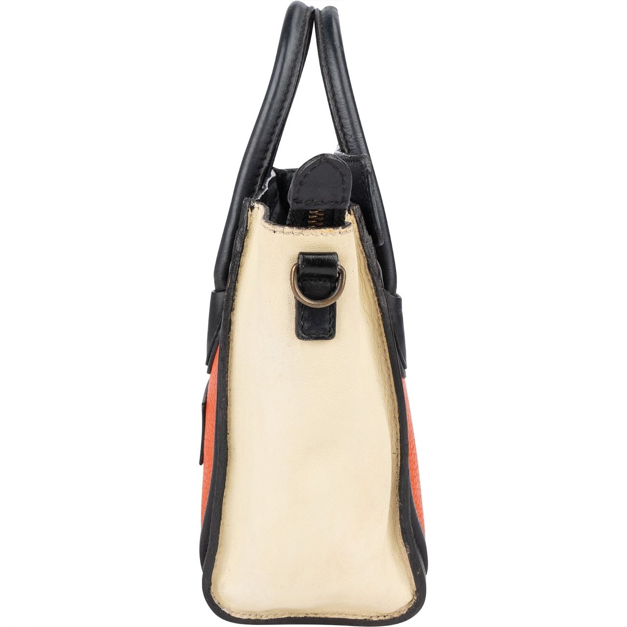 Celine Celine Tricolor Grained Leather Luggage Handbag Oranje