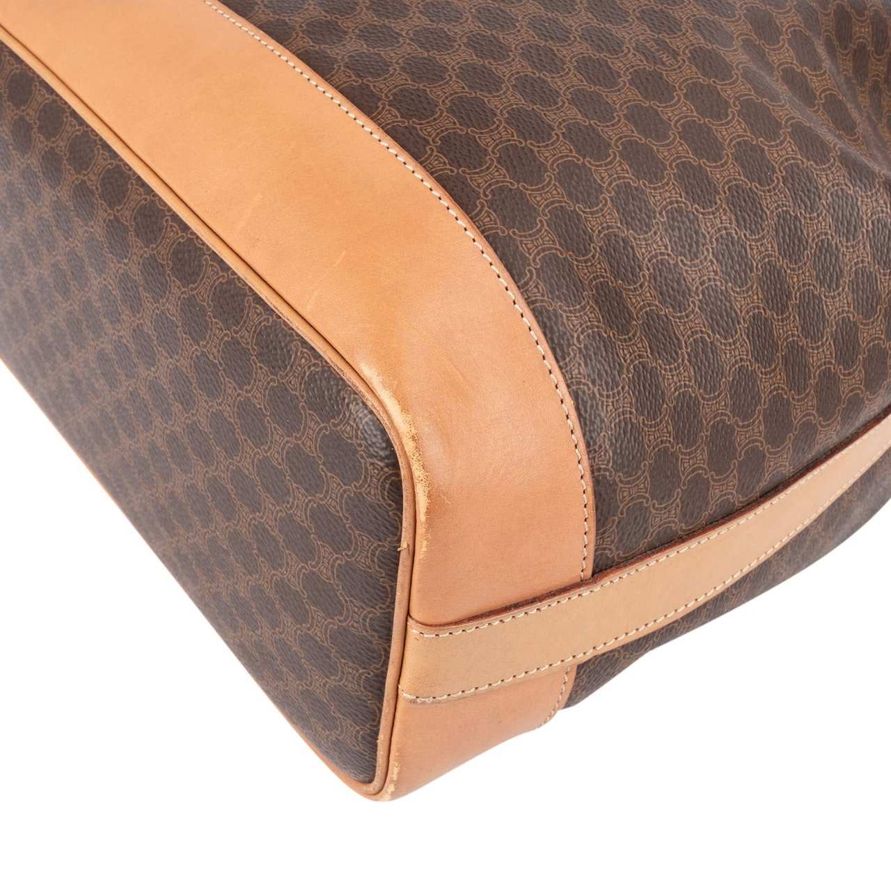 Celine Celine Maccadam Monogram Drawstring Bucket Shoulder Bag Bruin