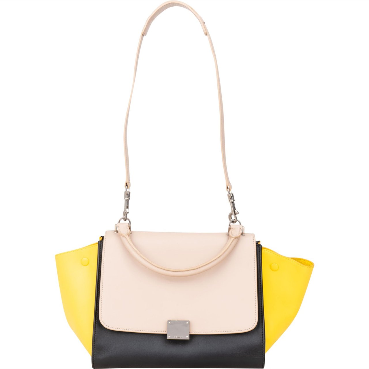 Celine Céline Tricolor Leather Trapeze Handbag Zwart