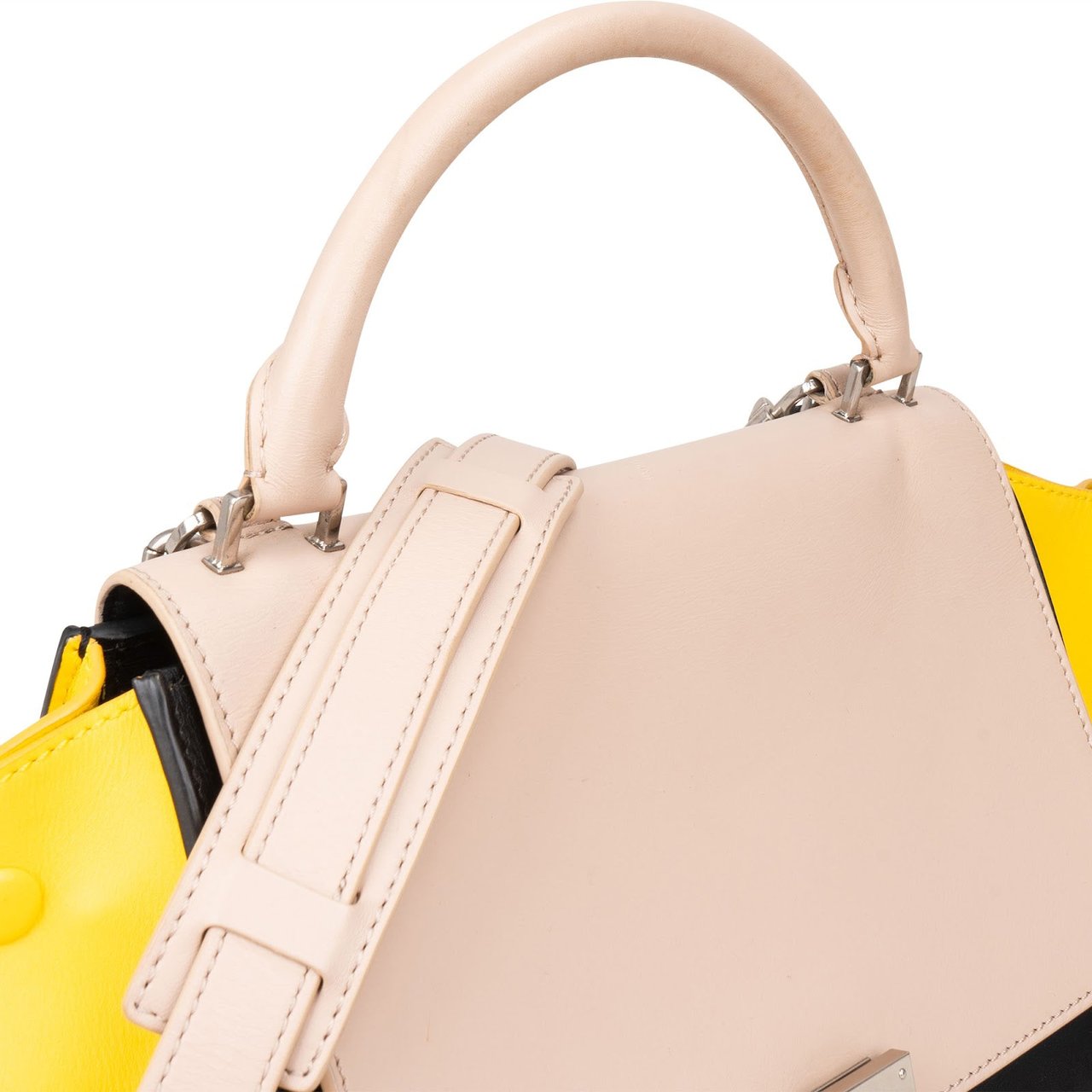 Celine Céline Tricolor Leather Trapeze Handbag Zwart