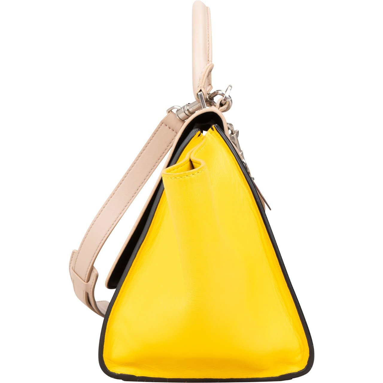 Celine Céline Tricolor Leather Trapeze Handbag Zwart