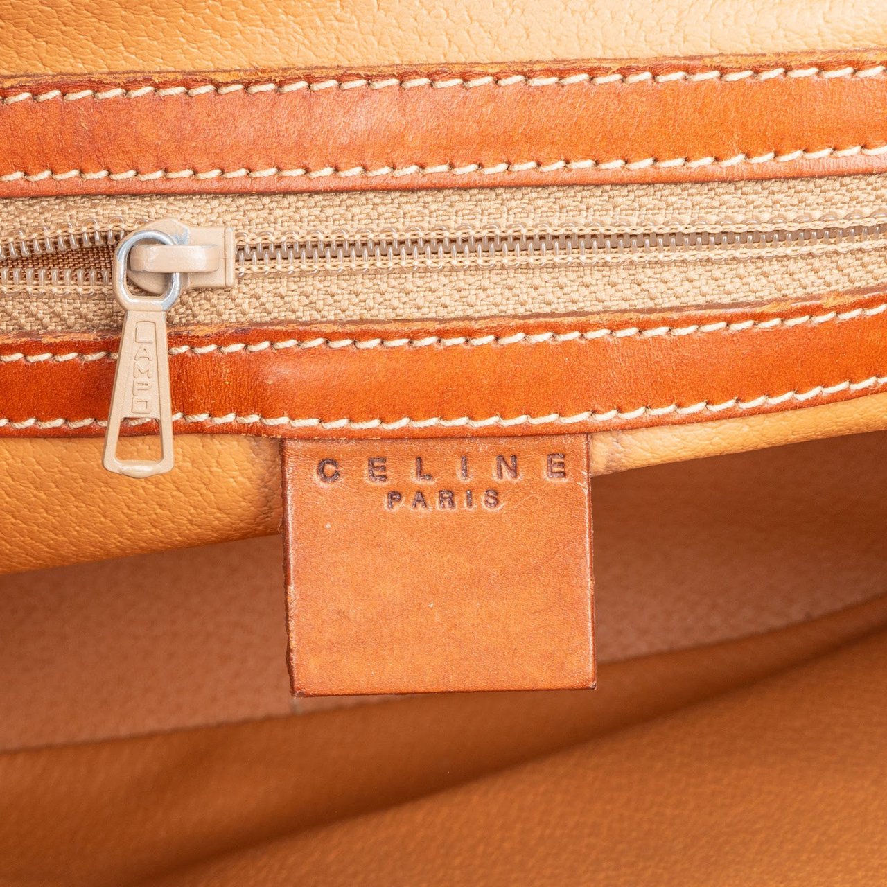 Celine Celine Monogram Macadam Ring Top Handle Handbag Bruin