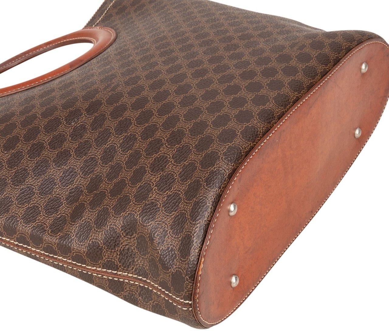 Celine Celine Monogram Macadam Ring Top Handle Handbag Bruin