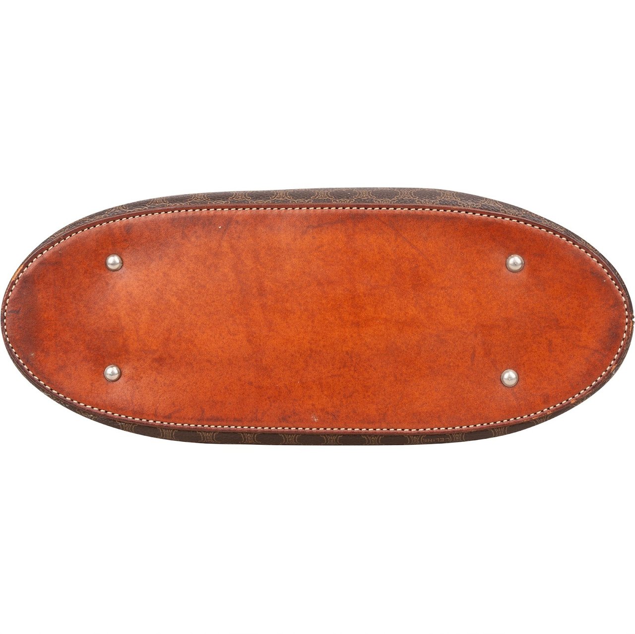 Celine Celine Monogram Macadam Ring Top Handle Handbag Bruin