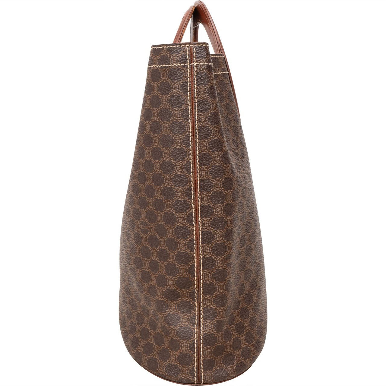 Celine Celine Monogram Macadam Ring Top Handle Handbag Bruin