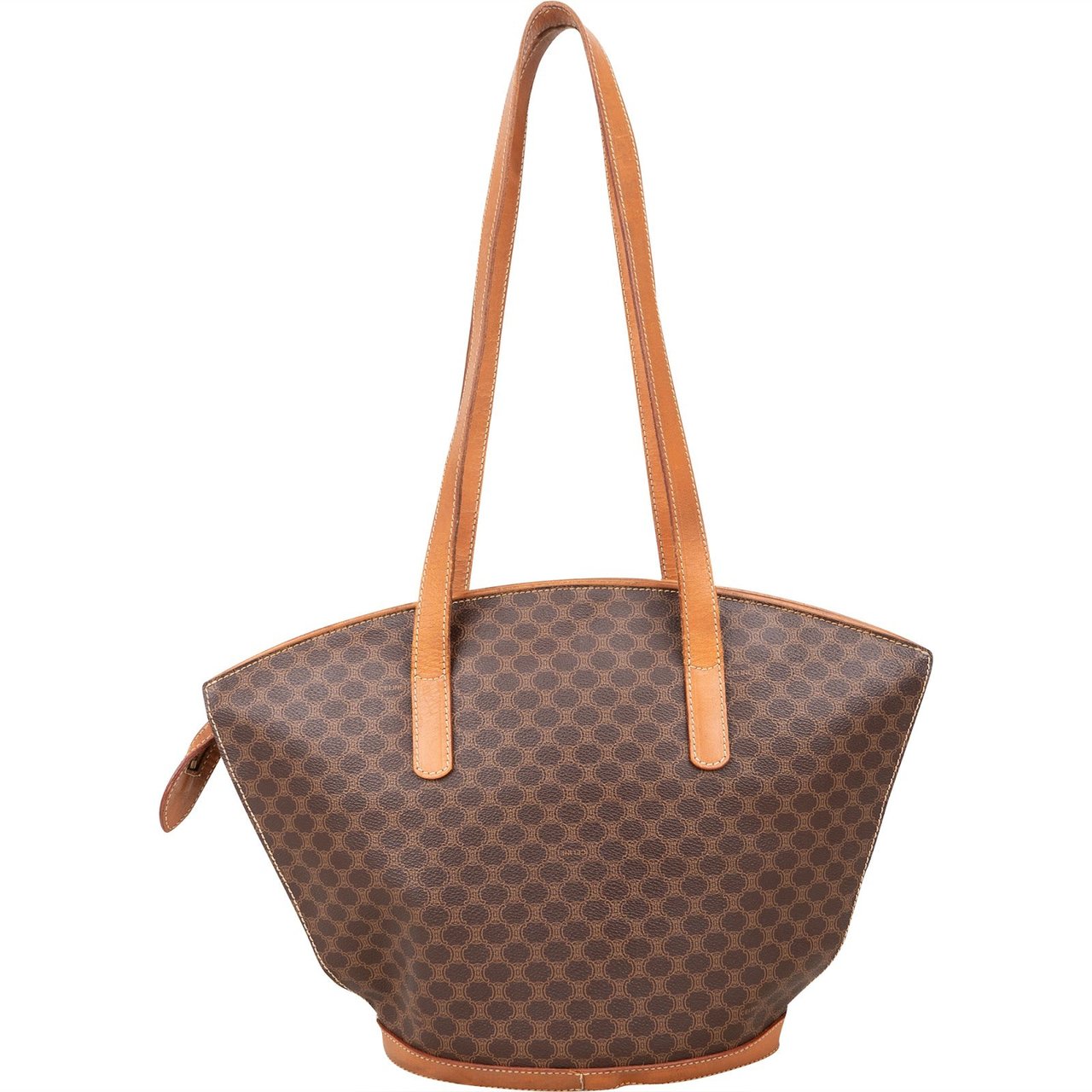 Celine Celine Monogram Macadam Canvas Tote Shoulder Bag Bruin