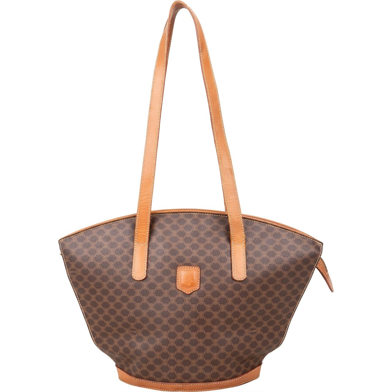 Celine Celine Monogram Macadam Canvas Tote Shoulder Bag Bruin
