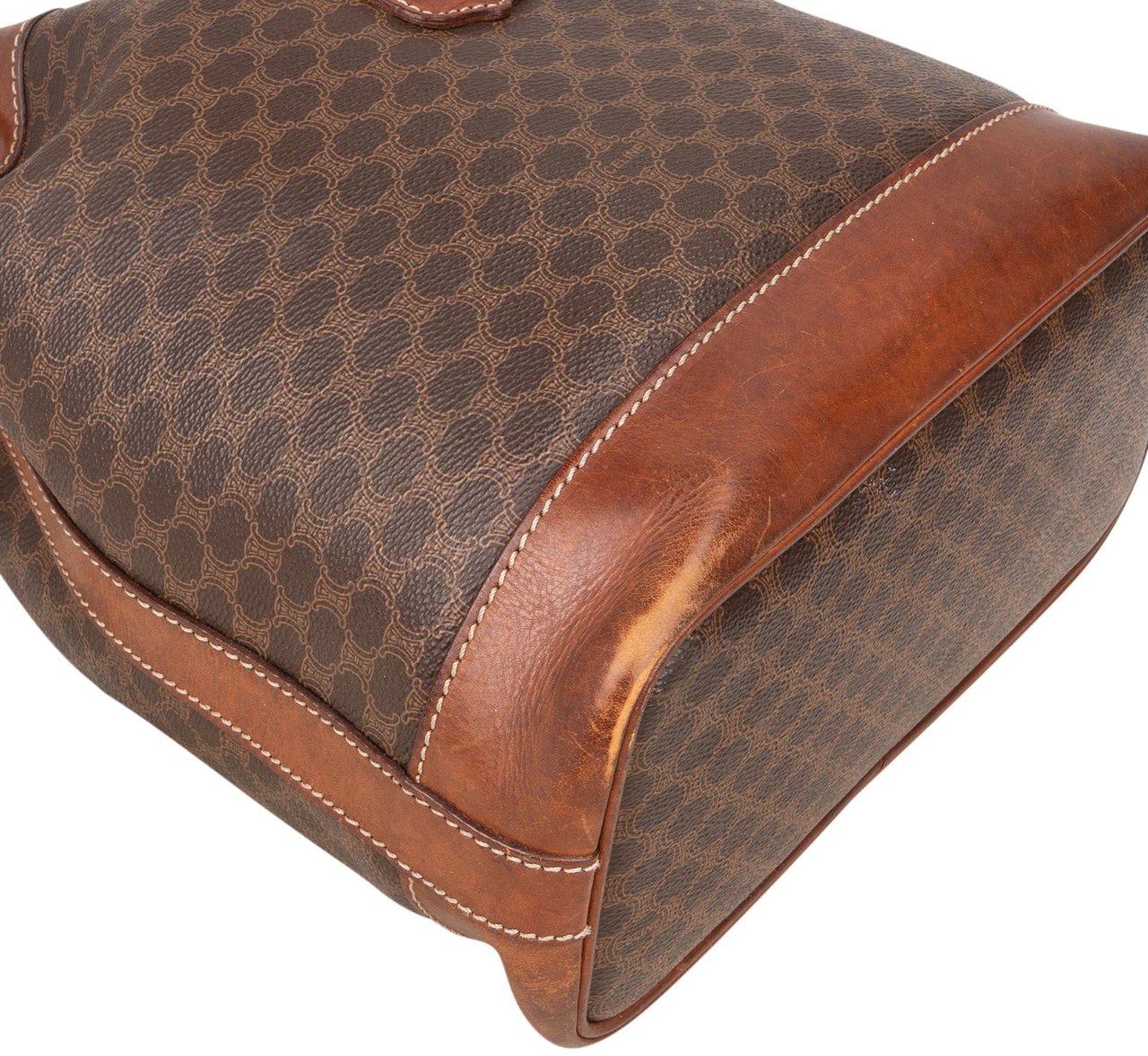 Celine Celine Macadam Canvas Drawstring Bucket Shoulder Bag Bruin